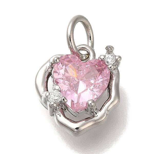 Rack Plating Brass Micro Pave Cubic Zirconia Charms
