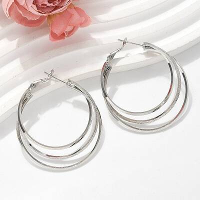 Brass Triple Hoop Earrings for Women