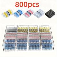 Car Wire Heat Shrink Connector Kit, 800pcs/set Waterproof Welding Sealed Electrical Cable Connector, Suitable for Car and B...