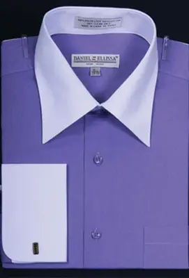 Affordable Clearance Cheap Mens Dress Shirt Sale Online Trendy - Bright Two Tone Solid French Cuff Lavender Big And Tall Shir...