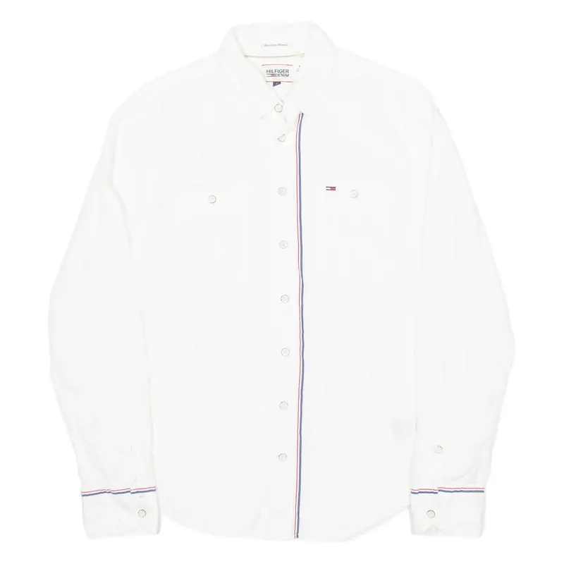 HILFIGER DENIM Mens Plain Shirt White Long Sleeve S