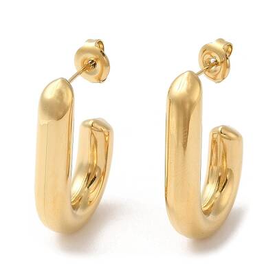 Ion Plating(IP) 304 Stainless Steel Oval Stud Earrings