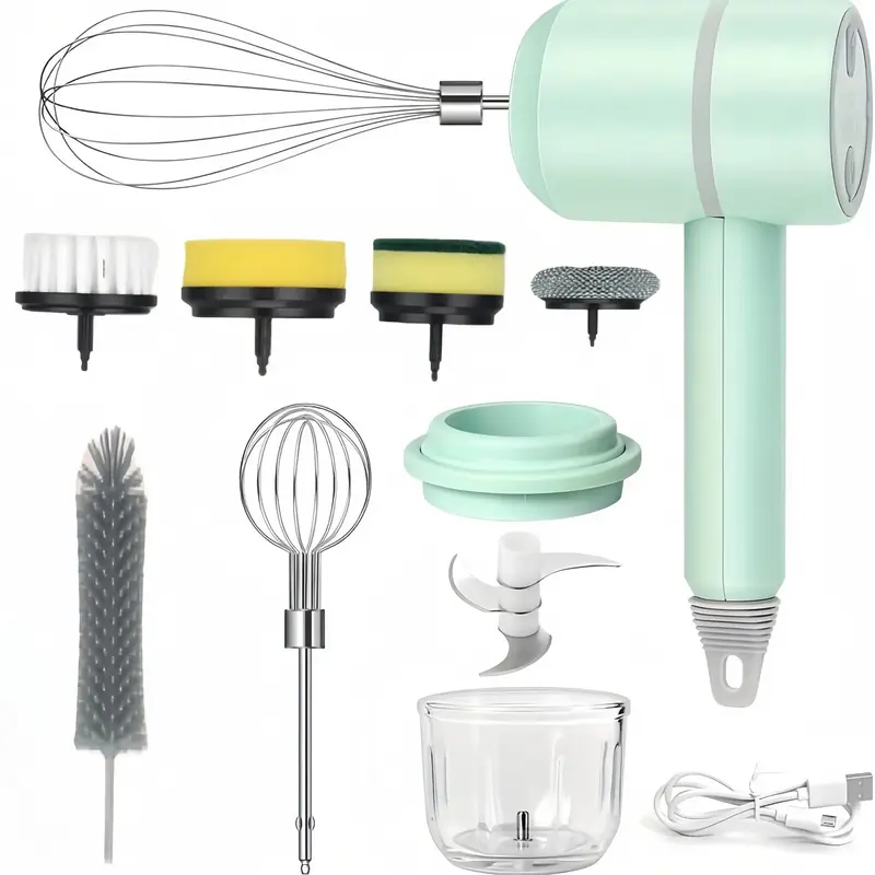 8-In-1 Electric Garlic Chopper/Egg Beater, 1 Set USB Rechargeable Handheld Egg Beater, Multifunctional Garlic Masher, Kitchen...