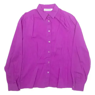 JULIETTA Womens Shirt Purple Collared Long Sleeve M