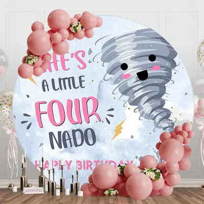 Little Nado Lightning Cloud Round Birthday Backdrop