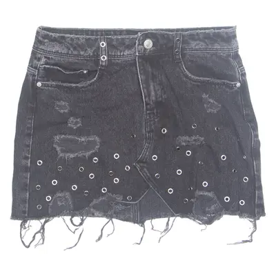 ZARA Womens Mini Skirt Black Short Denim S