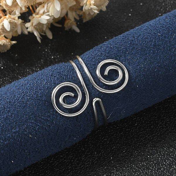 304 Stainless Steel Round Wrap Open Cuff Rings for Women Men