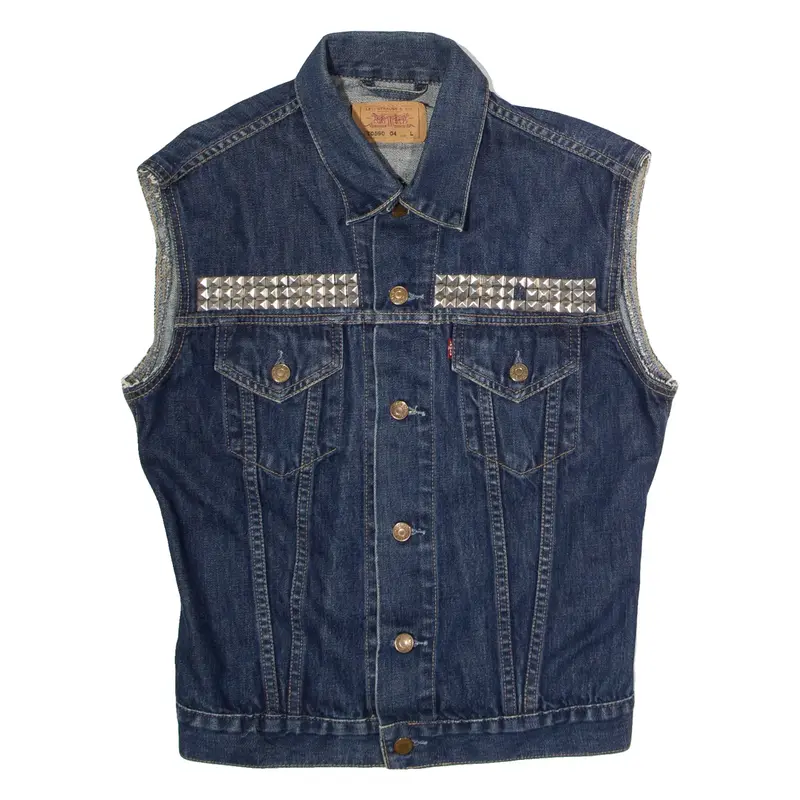 LEVI'S Studded Womens Denim Waistcoat Blue L