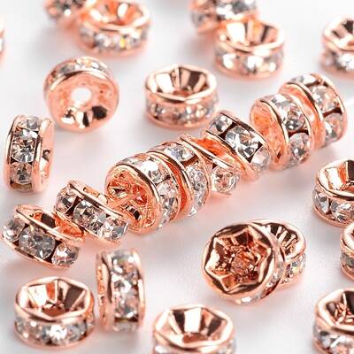 Brass Rhinestone Spacer Beads