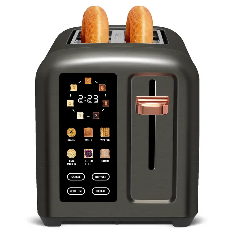 Toaster 2 Slice, Stainless Toaster LCD Display&Touch Button, 50% Faster Heating Speed, 1.4'' Wide Slots Toaster, 4 Basic+More...