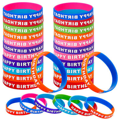 30Pcs 5 Colors Word HAPPY BIRTHDAY Silicone Cord Bracelets Set Wristband