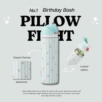 NEW Owala Birthday Bash PILLOW FIGHT Cherry FreeSip Water Bottle Tumbler Insulated