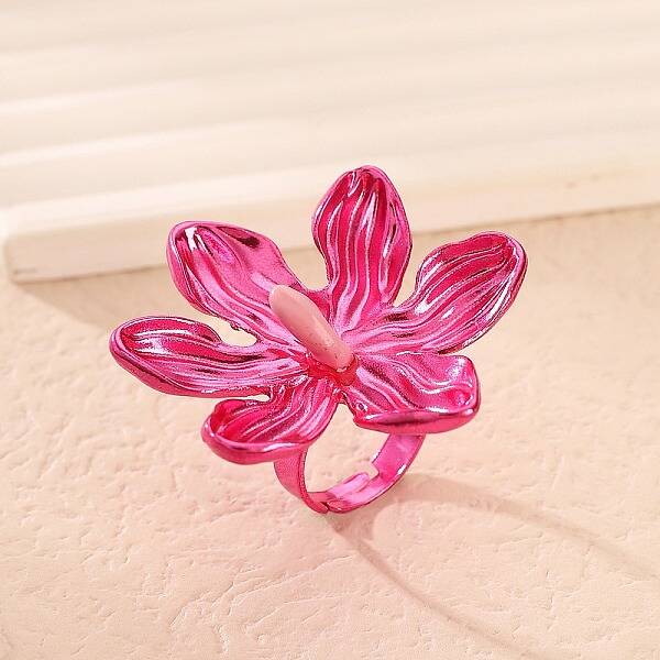 Adjustable Alloy Flower Finger Rings for Women