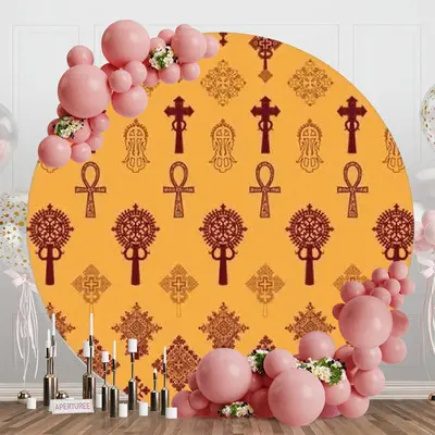 Ethiopic Traditional Holiday Decor Round Backdrop - Aperturee