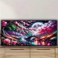 Big Size 1pc 100x40cm(39.37x15.74inch) Fantastic Landscape Diy Diamond Painting Cross Stitch kits Moon Tree Flowers Diy Full ...