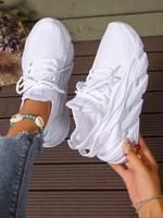 Women's Fashionable Lace Up Low Top Sneakers, 2025 New Style Casual Comfortable Breathable Sports Running Shoes, Shoes For Su...