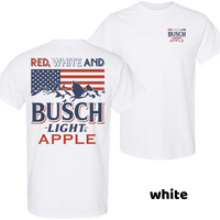 Red White and Busch Light Apple Tshirt - 4th of July Style Shirt Gift For Boyfriend, Streetwear Shirt, Beer Shirts, Menswear ...