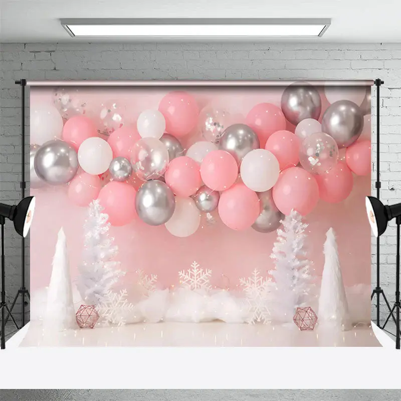 Dreamy Balloons Girls Birthday Cake Smash Backdrop - Aperturee