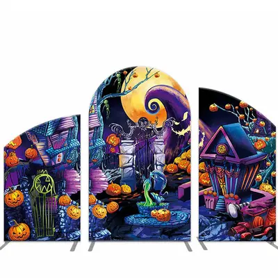 Aperturee Horrible Pumpkin Moon Halloween Party Arch Backdrop Kit | Chiara Arch Backdrop Diy | Wedding Arch Backdrop | Diy Ch...