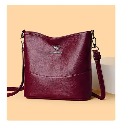 Soft Leather Messenger Pocket Large Capacity Shoulder Bag Simple And Trendy Retro Pocket, Zipper Closure, Handbag for Work, T...