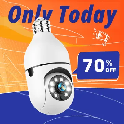 Noonkey Wireless Light Bulb Security Camera with Montion Tracking,360 WiFi Security Camera, Color Night Vision,Indoor&Out...