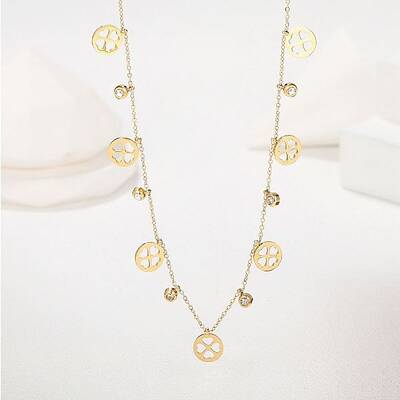 Stainless Steel Clover Bib Necklace