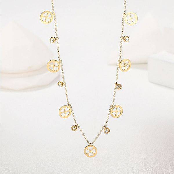 Stainless Steel Clover Bib Necklace