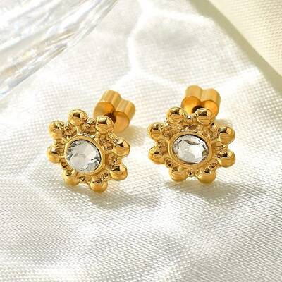 Ion Plating(IP) 304 Stainless Steel Sun Stud Earrings