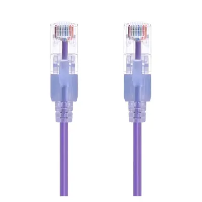 16348 Monoprice Cat6A Ethernet Patch Cable SlimRun Snagless RJ45 550MHz UTP Pure Bare Copper 10G 30AWG 10-Pack 5ft Purple