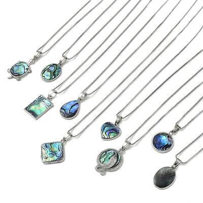 Rack Plating Natural Paua Shell Pendants Necklace