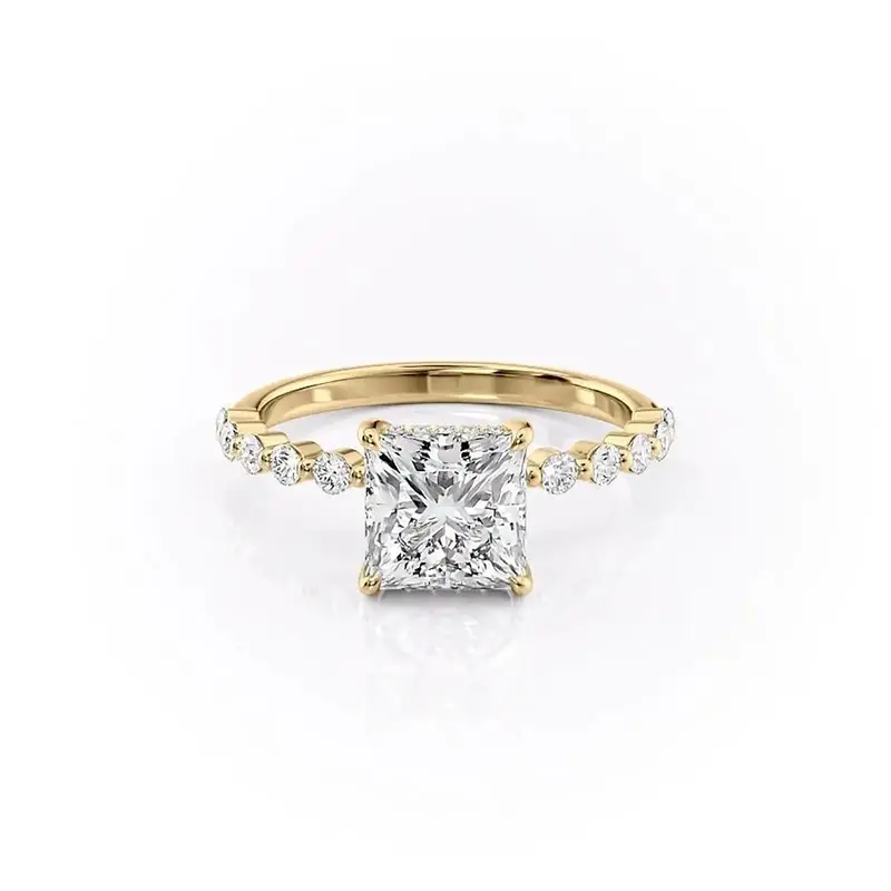 Sterling Silver with Yellow Gold Plated Moissanite Ring