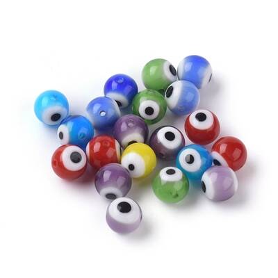 Handmade Evil Eye Lampwork Round Beads