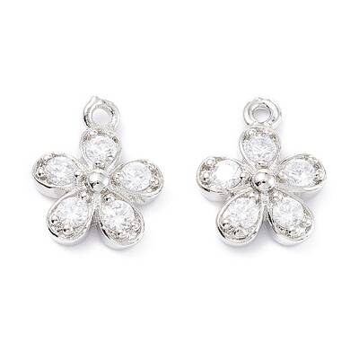 Rack Plating Brass Cubic Zirconia Charms