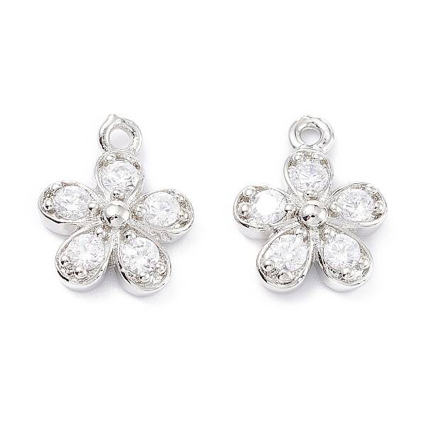 Rack Plating Brass Cubic Zirconia Charms