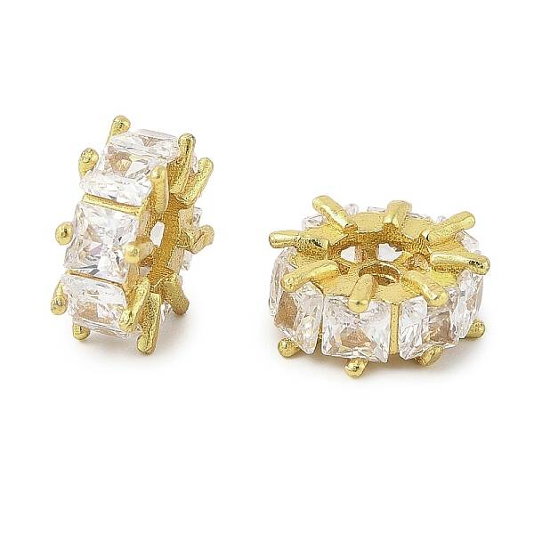 Brass Micro Pave Cubic Zirconia Beads
