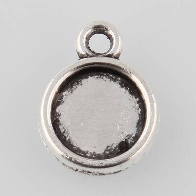 Tibetan Style Antique Silver Alloy Flat Round Pendant Cabochon Settings