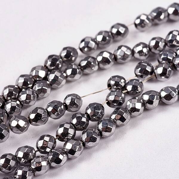 Electroplate Non-magnetic Synthetic Hematite Beads Strands