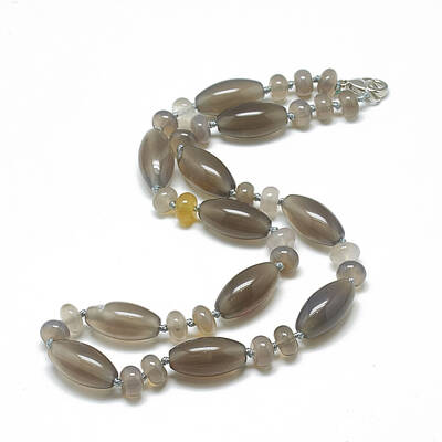 Natural Grey Agate Beaded Necklaces