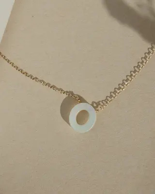 Dawn Initial Necklace | Metal Color: Solid 14K Gold | Style: O