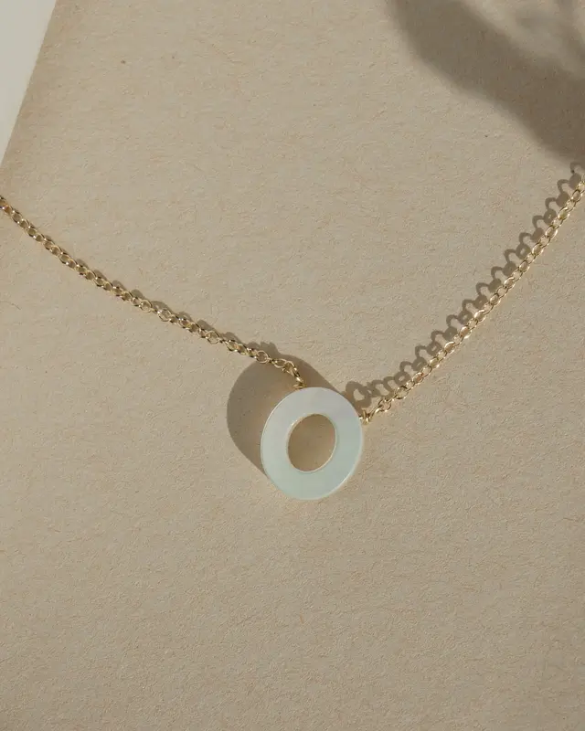 Dawn Initial Necklace | Metal Color: Solid 14K Gold | Style: O