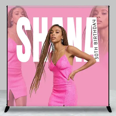 Customized Photo Name Pink 30th Birthday Backdrop - Aperturee