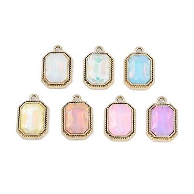 UV Plating Alloy with Mixed Color Glass Rhinestone Pendants