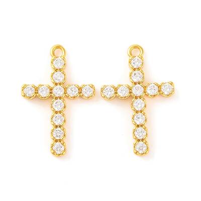 Brass Micro Pave Clear Cubic Zirconia Pendants
