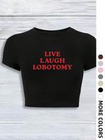 Women's Letter Print Round Neck Tee, Casual Short Sleeve Crop T-shirt, Shortsleeve Graphic Tees Women, Ladies Summer Graphic...