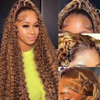 Highlight Ombre Lace Front Wigs Human Hair 180% Density 13x6 Deep Wave 99J Lace Frontal Human Hair Wigs Natural Black
