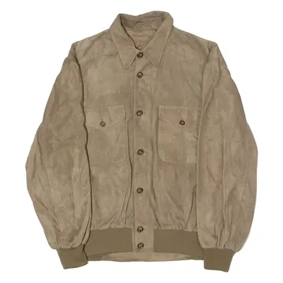 Mens Jacket Grey Leather Suede M