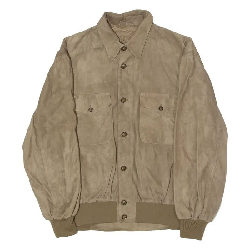 Mens Jacket Grey Leather Suede M