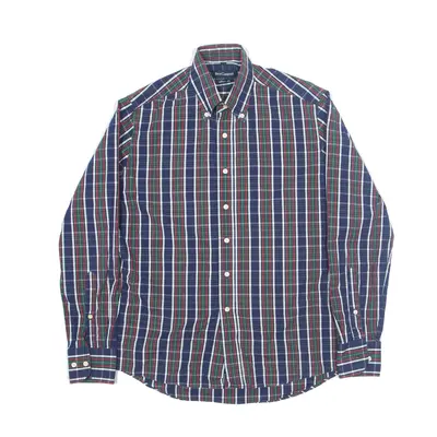 BEST COMPANY Slim Fit Shirt Blue 90s Check Long Sleeve Mens S