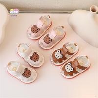 Baby Boys Girls Summer Sandals Cue Bear Pattern Squeaky Squeaky Shoes Non-Slip Newborn First Walking Shoes