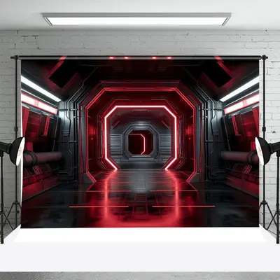 High-Tech Spaceship Red Warrior Channel Photo Backdrop - Aperturee